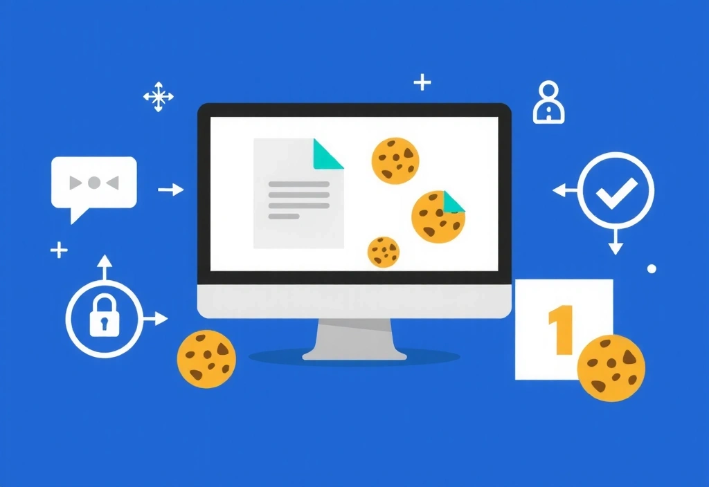 Cookie illustration showing digital files and data protection